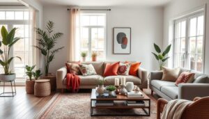 “Minimalist setup displaying simple small living room decorating ideas with functional furniture”