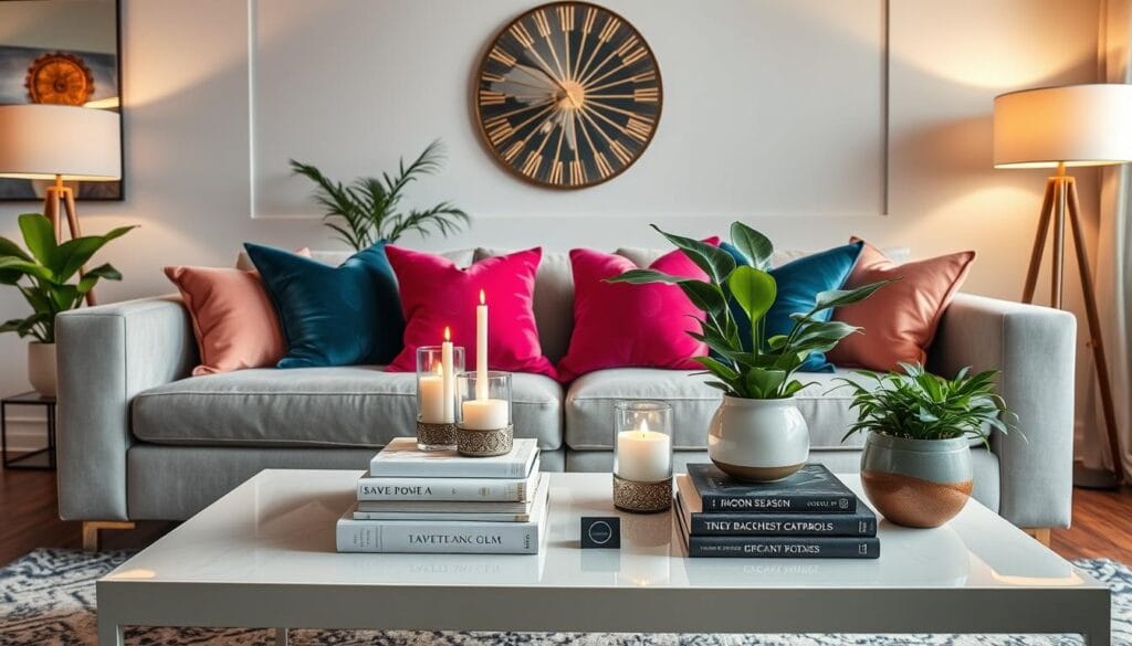 modern living room with smart lighting and automation