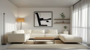 “Neutral living room using furniture arrangement tips for small spaces with multifunctional and compact furniture”