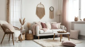 Small living room decorated with warm neutral colors