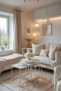 Floor lamp lighting idea for a cozy small living room corner