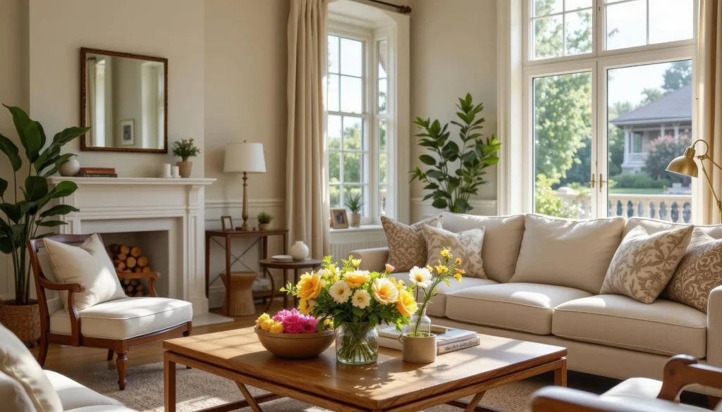 storage ottoman used in a small living room layout