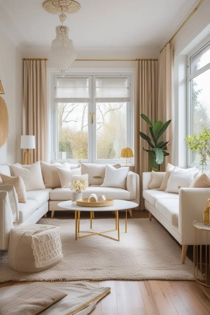 Indoor plants adding freshness to a small living room design