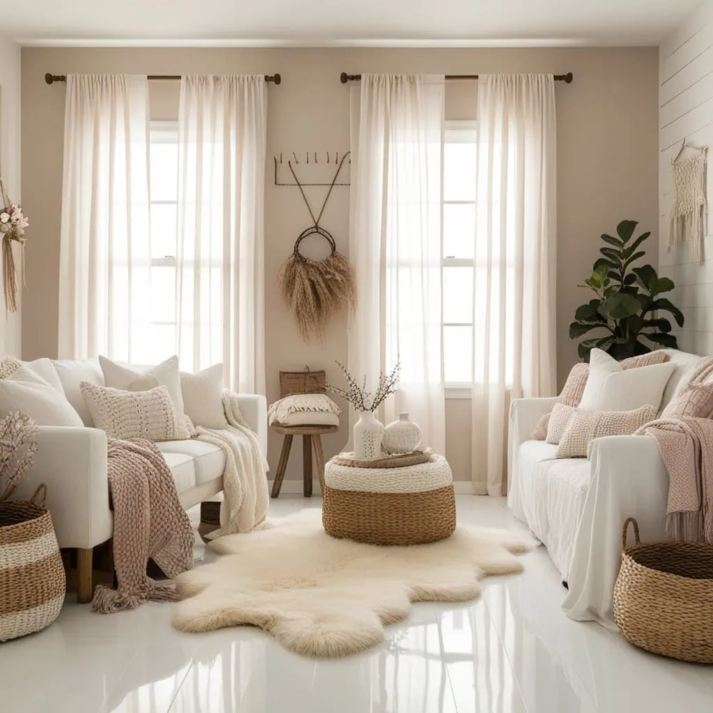 Minimal clutter small living room with hidden storage