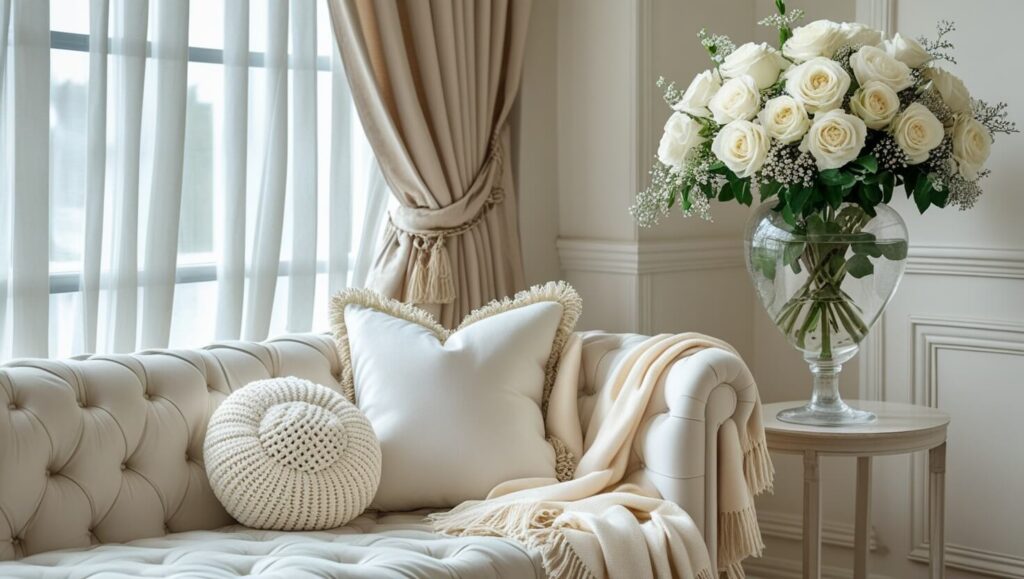 Cozy summer living room textures: breathable linen, rustic jute, and organic rattan