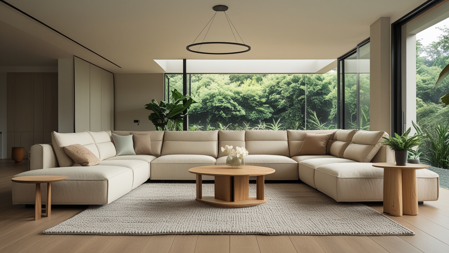 Affordable modular sofa in a cozy, natural living room with soft lighting