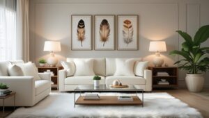 Comparison of rug sizes under a sectional with chaise—6x9, 8x10, 9x12