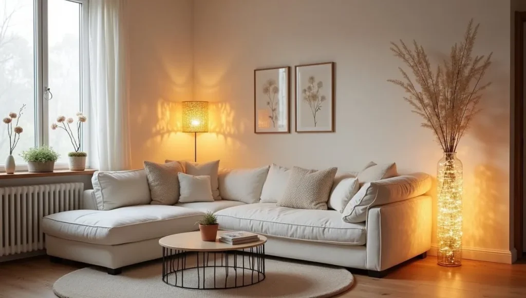 Cozy lighting ideas paired with floor lamps in small living rooms