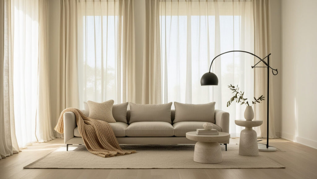 ceiling-mounted curtain decorating ideas for the living room