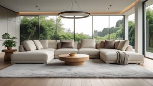 ALt Affordable modular sofa in a cozy, natural living room with soft lighting