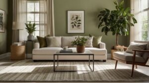Neutral cozy living room with warm colors—about Stylish Home Look