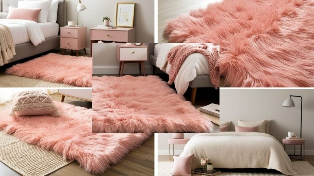 Colorful Moroccan-inspired boho area rug with pink, teal, and orange tones