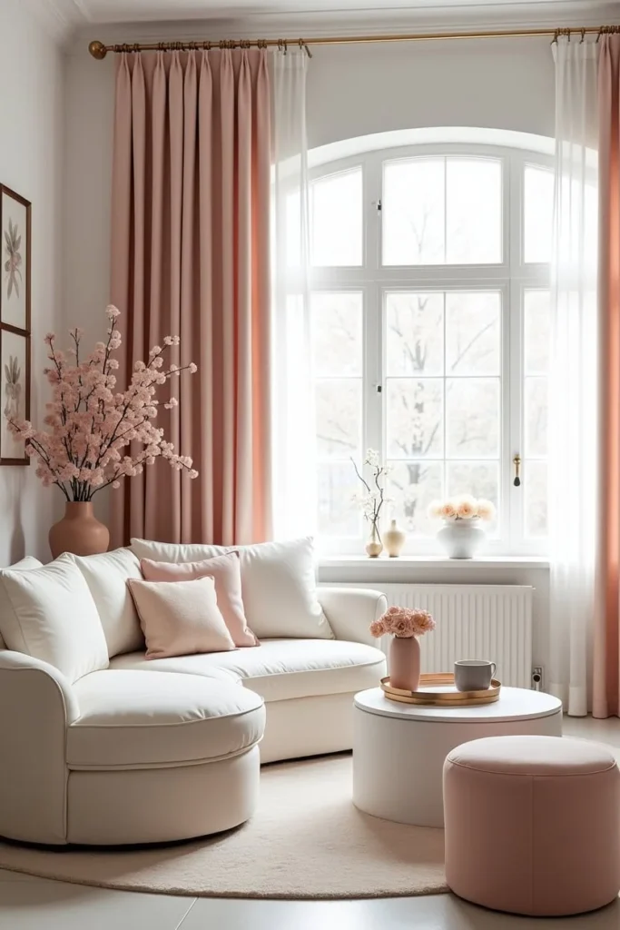 light curtains in a minimal living room design