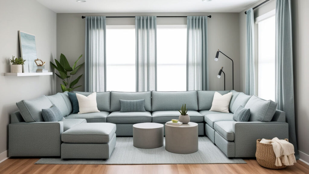 Minimalist corner sofa for small-space interior design
