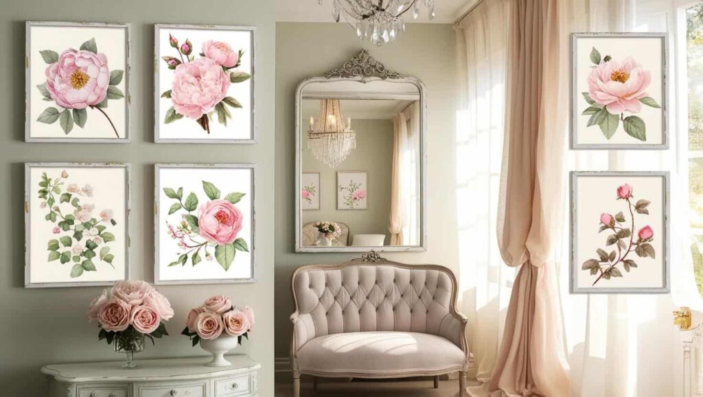 A soft pink rose print in minimalist frame 