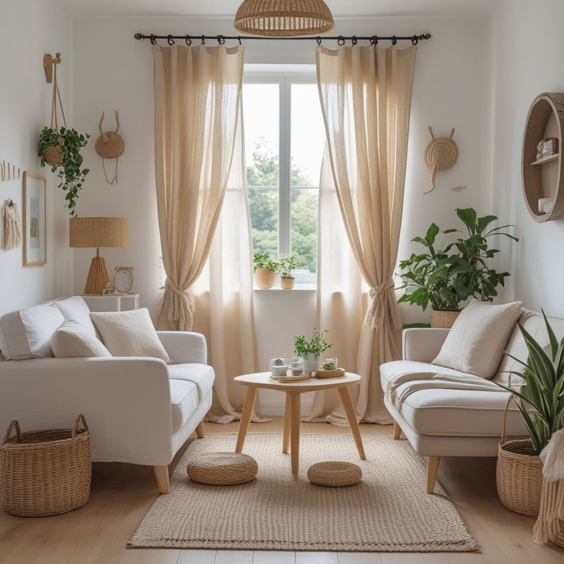 Cozy living room curtain inspiration with fall decor