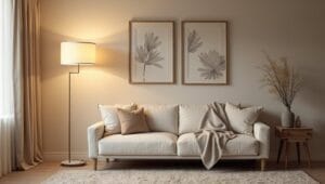 Dimmable LED floor lamp with warm ambient lighting
