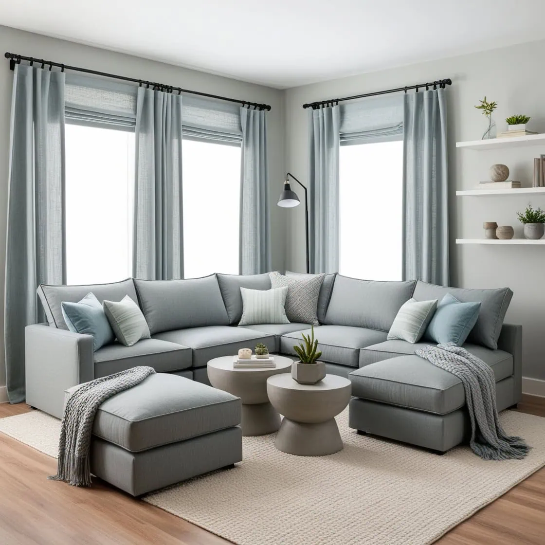 Living room walls in eggshell finish reflecting natural light