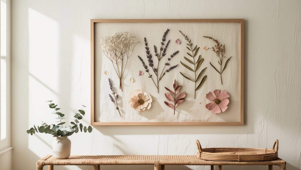 Framed artwork on white wall