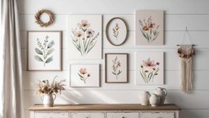 Vintage botanical wall art featuring a vintage flower print
