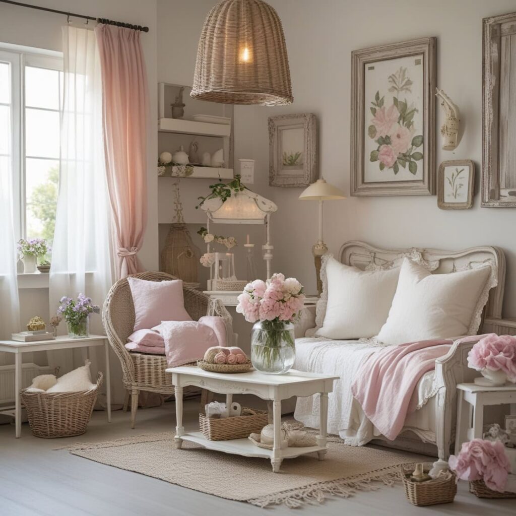 Cozy living room decor with a sofa and soft pillows.