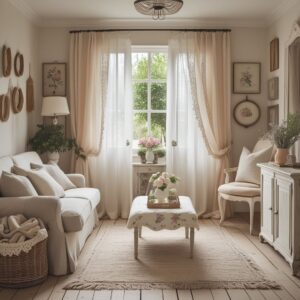 Minimalist cozy living room decor with warm tones.