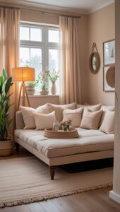 Comfortable sectional sofa with a bed for small living rooms