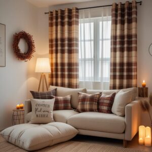 Layered fall curtains for living room with velvet and sheer fabric