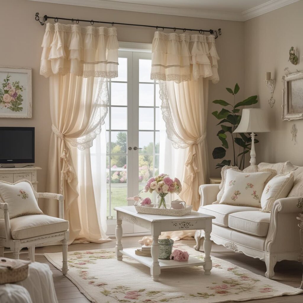 Vintage velvet drapes adding warmth and charm—window treatment ideas for living room