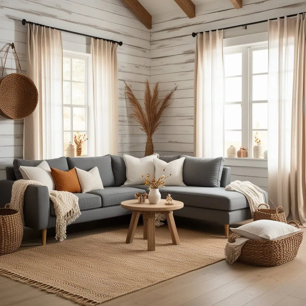 Small rustic living room ideas with warm textures and neutral colors