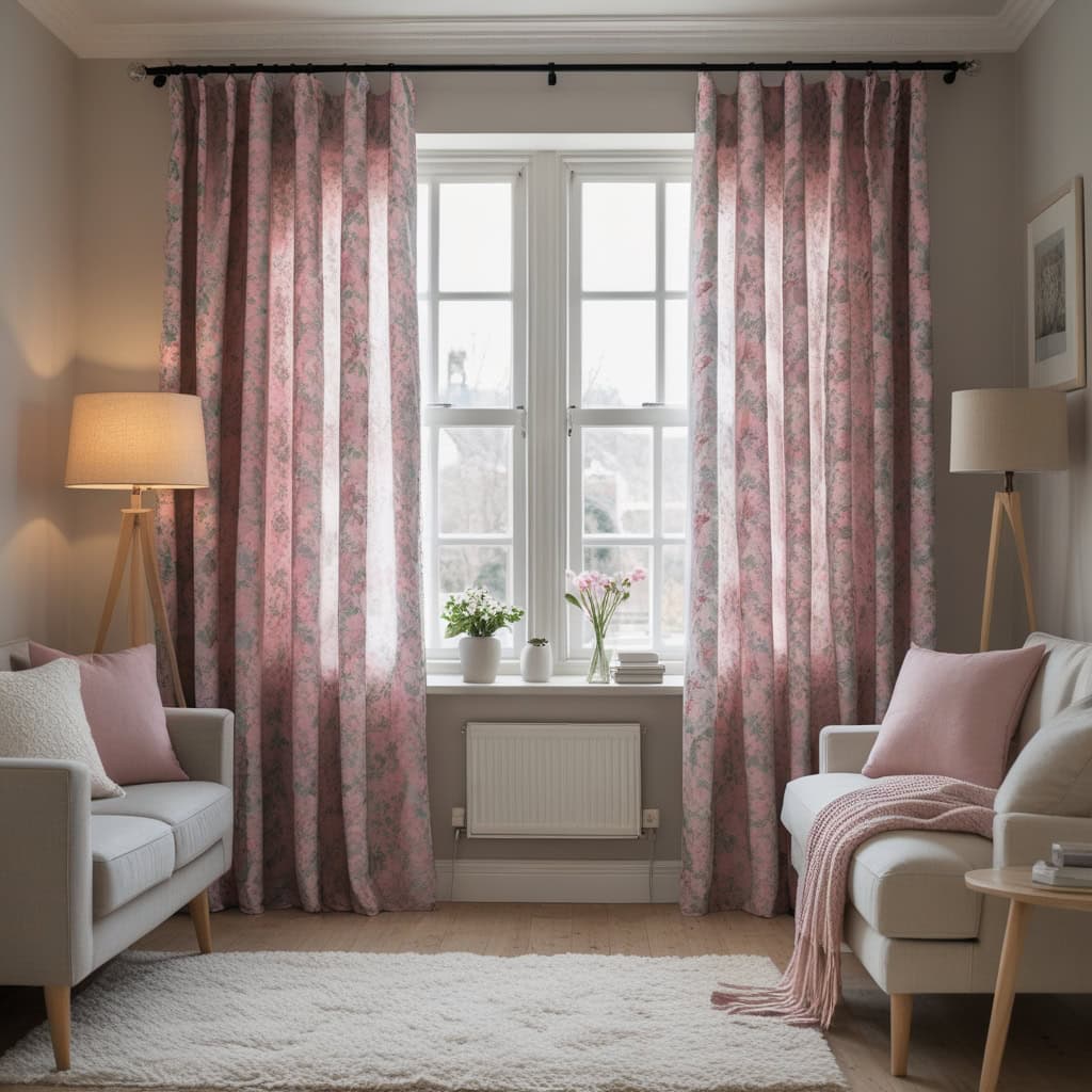 Beige sofa and curtains in modern home decor