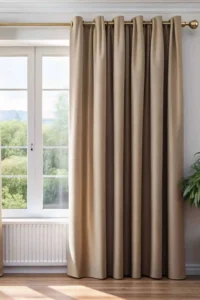modern blackout curtains used in a cozy living room