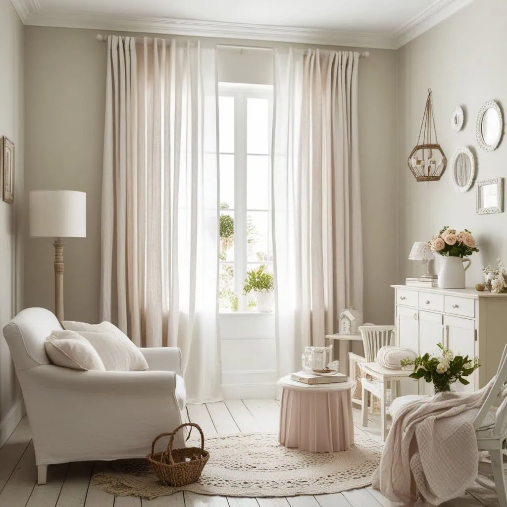 Soft minimalist curtain fabric texture for small living room decor.