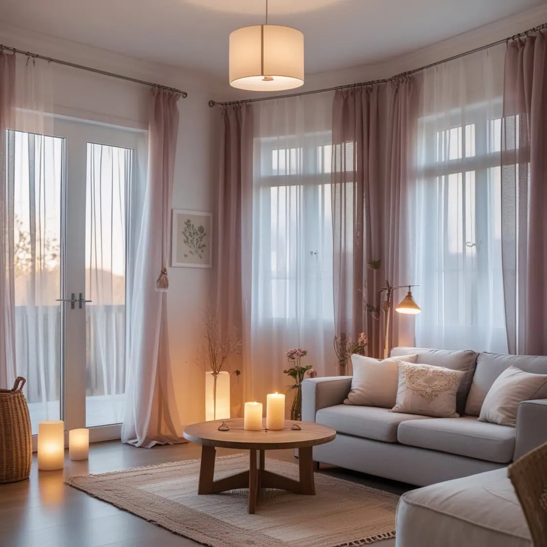 Light and airy modern sheer curtains letting natural light into a living room