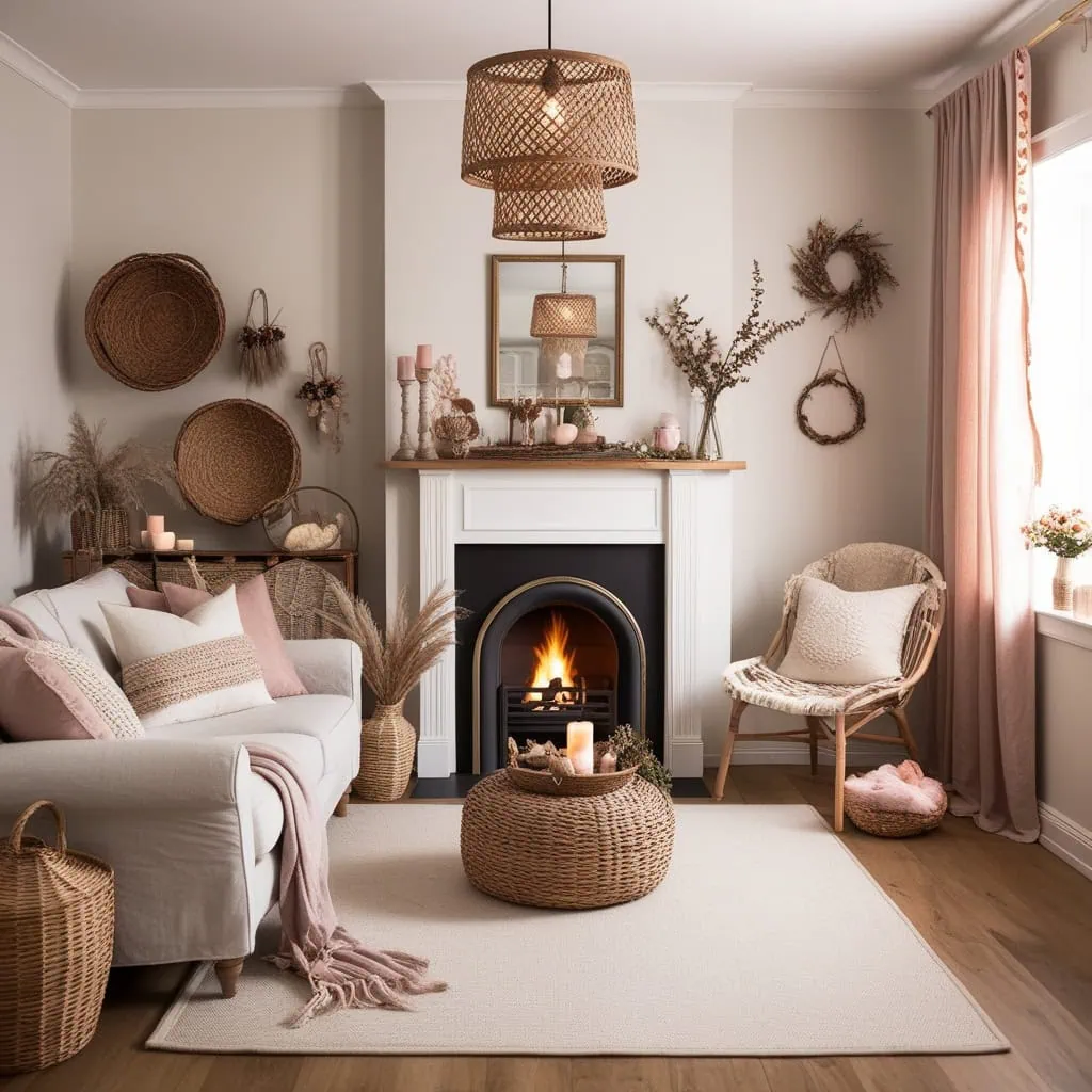 Rustic small fireplace creating a cozy home atmosphere