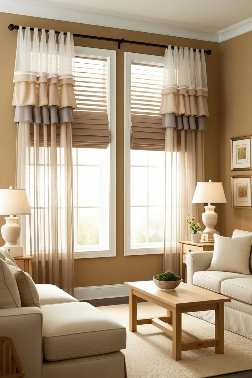 Privacy-focused window treatments that combine style, comfort, and function in a small living room