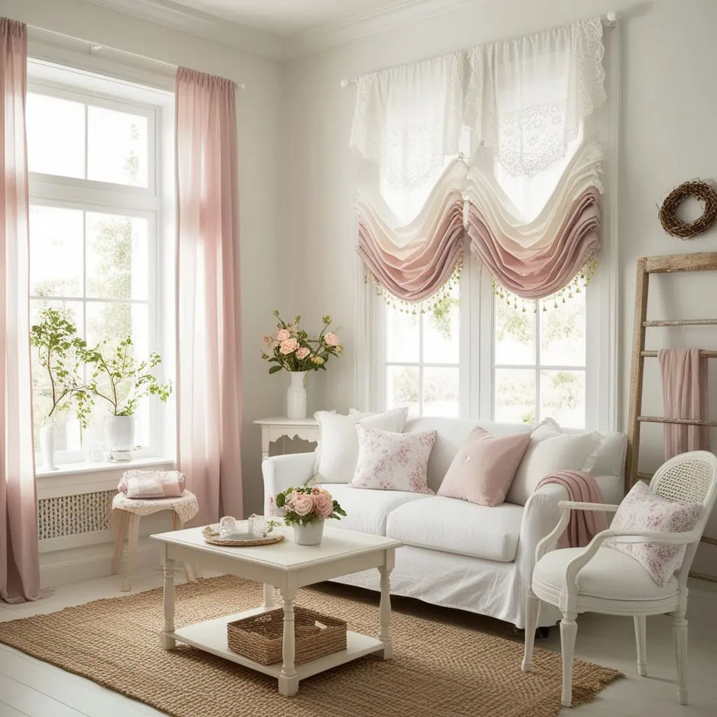 Curtains and shades layered together for small spaces.