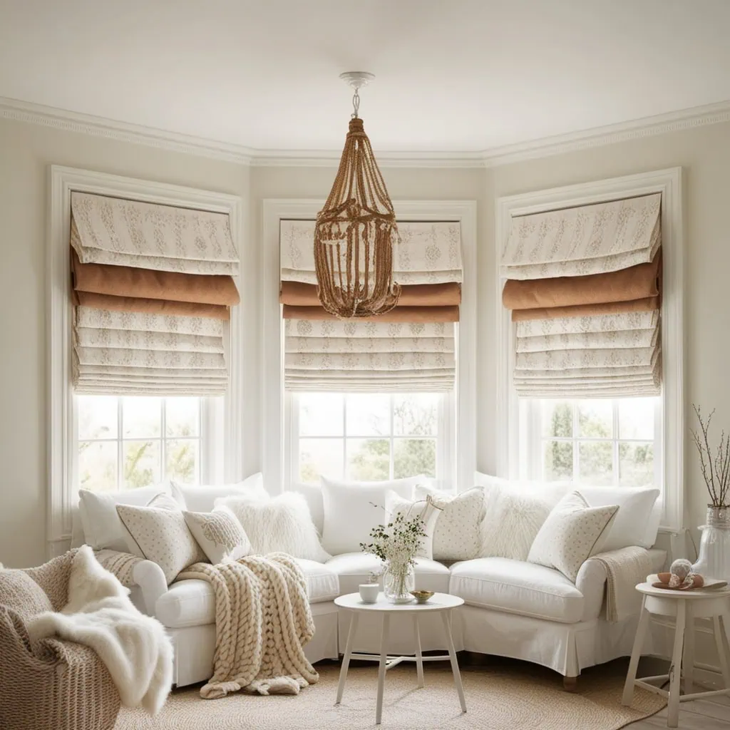 Stylish layered window treatments for small living rooms in winter for warmth and comfort