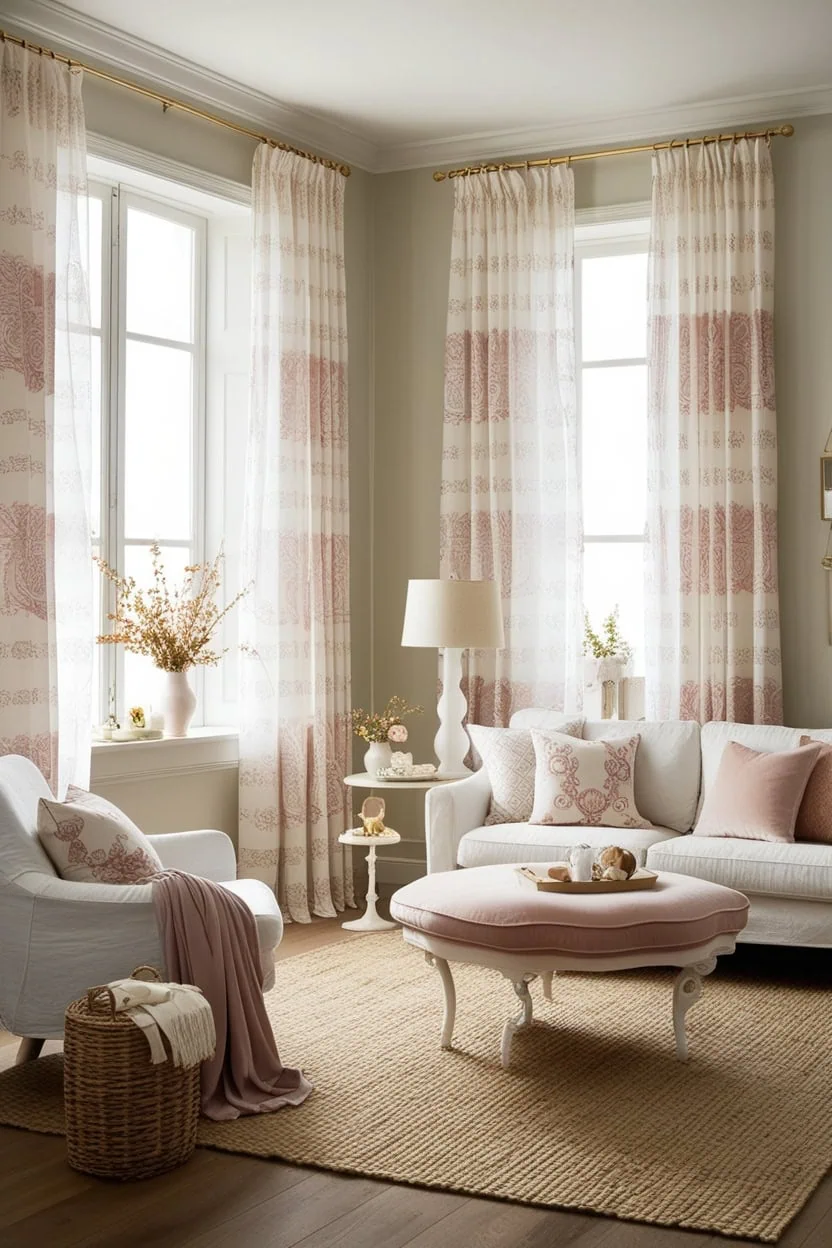 Layered sheer and blackout curtains styled for balanced light