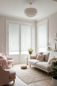 Frosted window film used for privacy in a small room