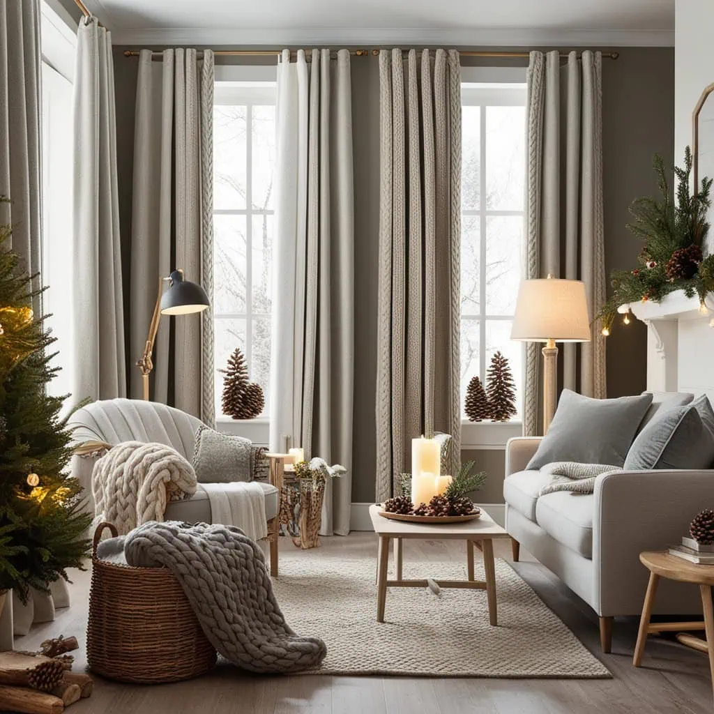 Blackout curtains blocking light and keeping a cozy winter vibe
