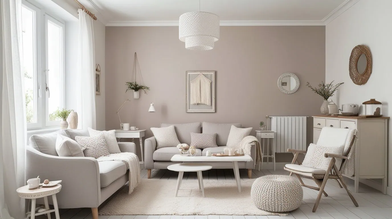 Modern lighting setup in a small living room using floor lamps and soft ambient light