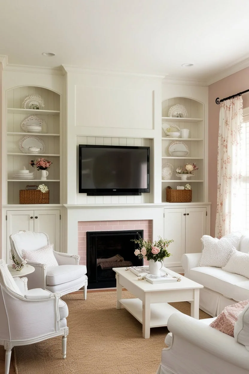 Save floor space by mounting your TV above or near the fireplace in a small living room while keeping cords hidden for a clean look.