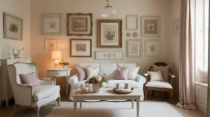 Large-scale wall art creating a focal point in a small living room