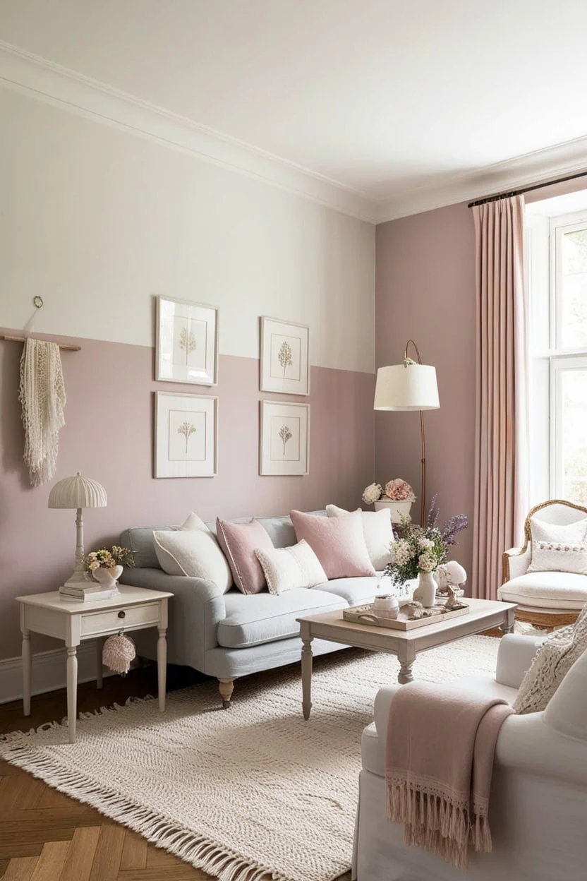 Light colors repeated across decor for a cohesive small living room
