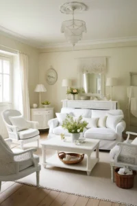 Light and airy furniture in a small living room to create an open feel