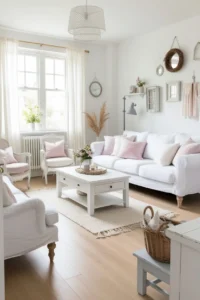 Light and airy furniture in a small living room to create an open feel