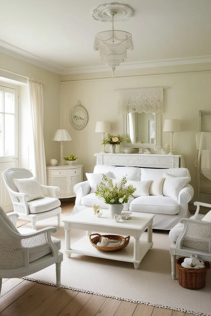 Light and airy furniture in a small living room to create an open feel