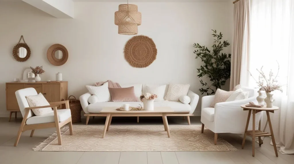 Modern minimalist small living room ideas with neutral colors and natural light