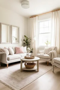 Natural light enhancing a bright and airy small living room